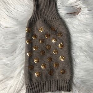 Light Brown Gold Sequin Dot Dog Sweater
